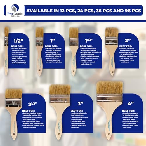 Pro Grade 2" Chip Brushes, Disposable Paint Brushes, for Paint, 96 Pack