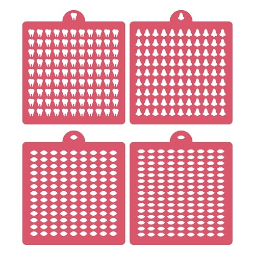 4 Pack Reusable Royal Icing Sprinkle Stencils Gem Glitter Stencils Bakery Stencil Template Set for Cookie Cake and Cupcake,Crafts DIY Tumblers Reusable Glitter & Gem Template Set (Organ) - style: Organ