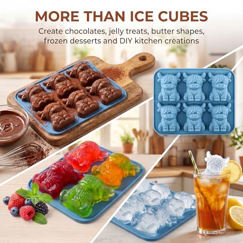 3D Mini Highland Cow Ice Cube Silicone Mold, Cow Shape Ice Tray