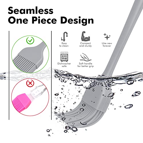 HOTEC 600°F Heat Resistant Silicone Basting &Pastry Brushes, Grey 2 - color: Grey 2