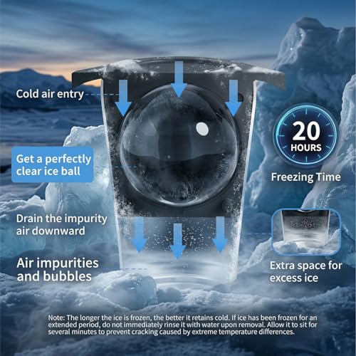 2.5" Clear Ice Ball Maker - Stainless Steel Sphere Ice Mold for Whiskey & Cocktails, Crystal Clear Round Ice Cube Tray with Easy-Release Silicone, Bourbon Gifts for Men, 2 Pack (Black) - size: 2 PACK