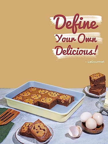 LeGourmet Nonstick Rectangle Baking Pan 9x13 Inch, Ceramic Coating, Non-Toxic, Rust Resistant Aluminized Steel, Perfect Baking Dish for Brownie Cake, Roasting, Lasagna - Butter - color: Butter