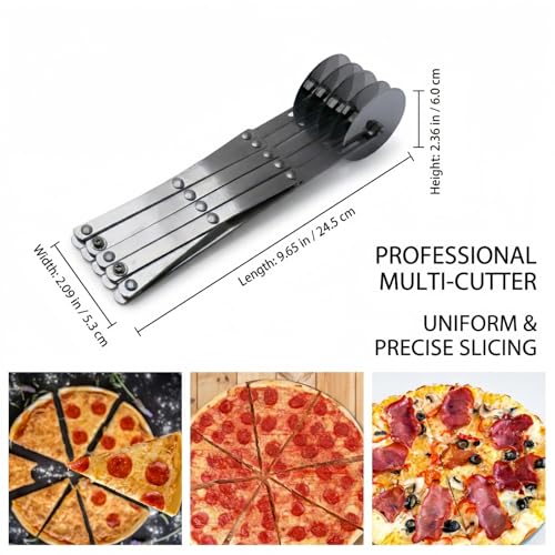 9.7 Inch Pastry Cutter, Multi Wheel Dough Cutter Pizza Wheel - Expandable Roller Cutter, Even Pasta Ravioli Brownie Slicer - Stainless Steel