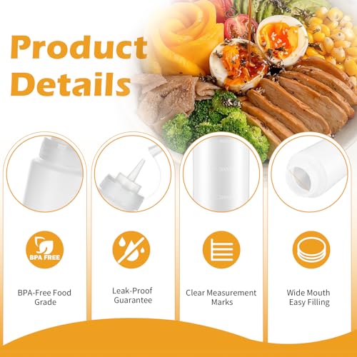 2 Pack 16 oz Condiment Squeeze Bottles, Leak Proof BPA-Free Plastic Squirt Bottles with Caps, Refillable Sauce Dispenser for Ketchup, Syrup, Oil, BBQ, Salad Dressing, Easy to Fill & Clean - color: 2Pack, size: 16oz