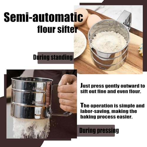 Flour Sifter,Flour Sifter for Baking, Stainless Steel Powdered Sugar Shaker Duster