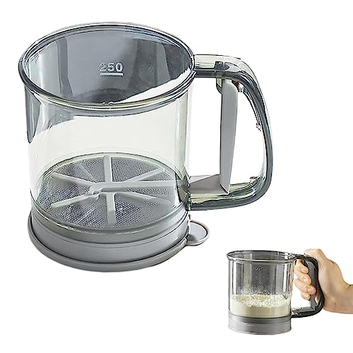 Flour Sifter for Baking, Double Layer Fine Sieve with Hand Press Handle