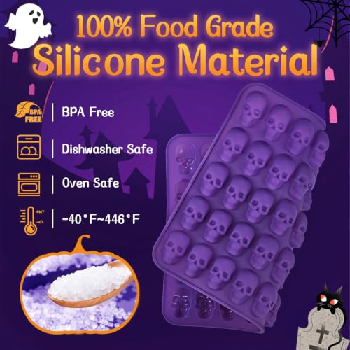 Mini Skull Molds, Halloween Gummy Chocolate Molds, 100 Cavities, 2Pcs - color: Skull