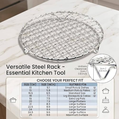 2PCS Small Cooling Rack 5.1 Inch,Round Cooking Rack,Steamer Rack for Pots,Stainless Steel Air Fryer Rack with Fixed Legs,Fits Multi-Cookers & Ovens for Cooling,Roasting,Baking&Steaming((5.1 Inch) - color: 5.1 Inch