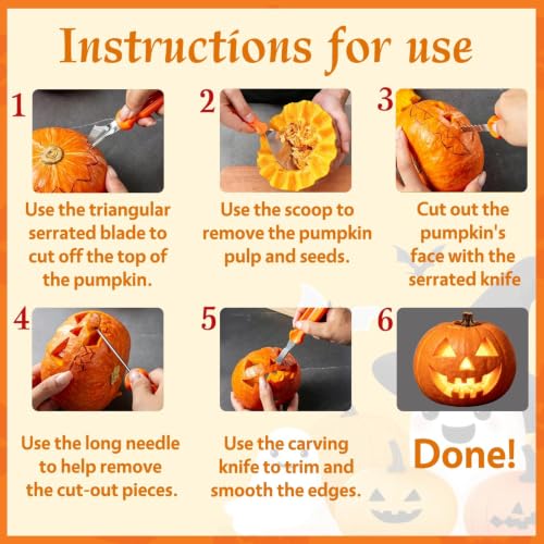 Halloween 10 Pcs Pumpkin Face Carving Kit, Professional Tools Knife Bulk - size: For old hand