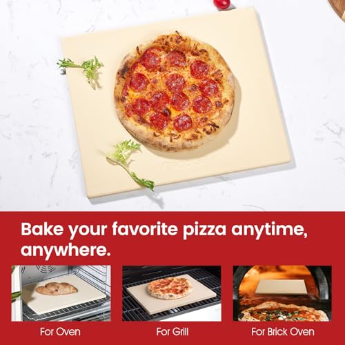 15 × 12 Inch Rectangular Pizza Stone, Cordierite Baking Stone - size: 15" x 12" | 0.5" Standard