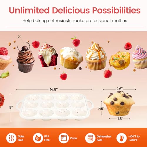 Silicone Muffin Pan for Baking with Metal Reinforced Frame, Nonstick Cupcake Pan 1 Pack Regular Size Egg Bites Silicone Mold - size: Standard: 12cups