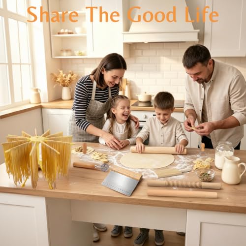 Pasta Making Tools Set, 9 Pcs Homemade Pasta Solid Wood Making Kit