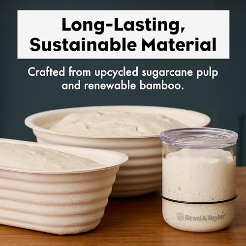 Brod & Taylor Banneton Batard 10” Proofing Basket for Sourdough & Artisan Bread Baking – Stackable, Made From Bamboo & Sugarcane Pulp (2-Pack)