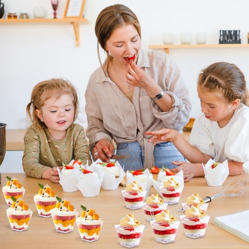 Jnnzzggu 100Pcs 3.5 oz Mini Dessert Cup with Spoons,Square Plastic Dessert Cups,Clear Parfait Appetizer Cup for Ice Cream,Birthday,Parties,Jellies,Nuts,DIY,Wedding - size: 100pcs 3.5oz