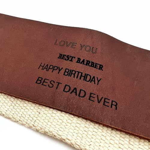 Razor Strop - Barber's Latigo Leather Straight Razor Strop. Dual Strap that will be a Great Addition for Any Straight Razor. PREMIUM LEATHER Strop for Sharpening. (Black Personalized) - color: Black Personalized
