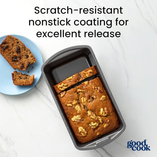 GoodCook Nonstick Loaf Pan Heavy-Duty Steel Bakeware with Easy-Clean Non-Stick Coating, Oven & Dishwasher Safe Pan, 9 x 5-Inch, Gray