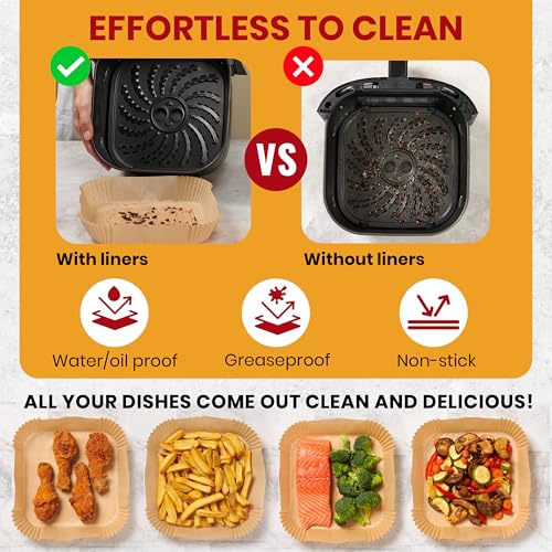 Air Fryer Liners Disposable 600 Pcs, 8" Square Non-Stick Parchment Sheets - color: 8" Square, size: 600 pcs