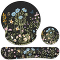 Ergonomic Mouse Pad with Wrist Rest and Keyboard Wrist Rest, Mousepad - color: Black Floral