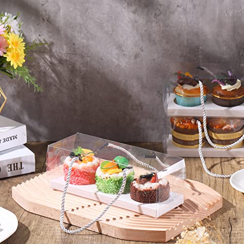 Thenshop 20 Pack Clear Cupcake Boxes with Handle and Insert, White - color: White