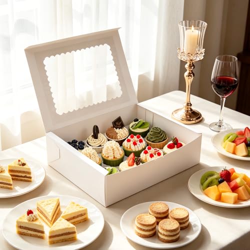 40 PCS Cupcake Boxes 12 Count Bakery Boxes with Window and Inserts