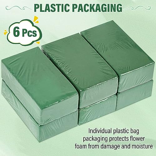6 Pcs Floral Foam Blocks for Flower Arrangement, Wet and Dry Green Floral Foam for Wedding, Birthdays, Home Decorations (Small Size 5.5” L x 3.1” W x 1.7” H) - size: Small Size