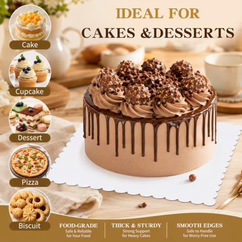 12 Inch Wave Cake Boards 25-Packs Squares Base Food-Grade Cardboard Wave Cake Plate for Wedding Birthday Pizza Desserts Parties Food Bottoms - size: 12inch/25pcs