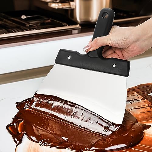 Peohud 2 Pack Coating Spatula for Chocolate, Stainless Steel Chocolate Scraper, Chocolates Thermostat Spatula for Smoothing Dough, Cake