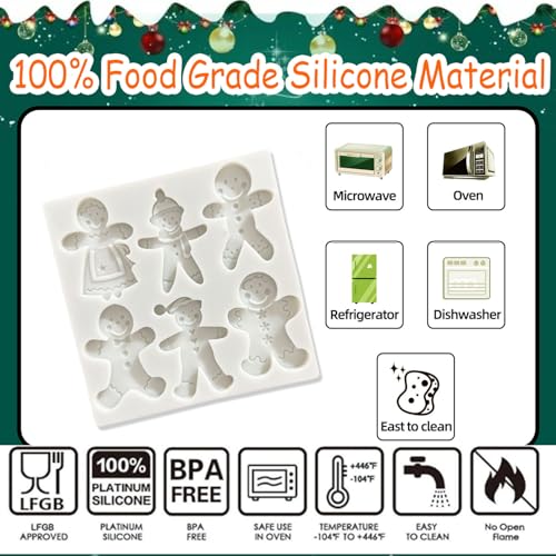 1 Pcs Christmas Silicone Molds for Chocolate 6-Cavities Various Shapes Gingerbread Man Shape 3D Chocolate Moulds Candy Molds for Christmas Day Holiday Theme Candy Pudding Jelly Making - color: Styl 35