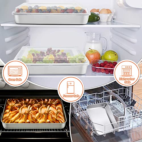Herogo 9 x 12 Inch Baking Pan with Lid Set (3 Pans + 3 Lids) - size: 12.4" x 9.6" x 2"