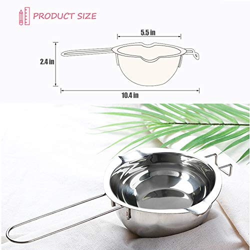 Double Boiler Stainless Steel Pot for Melting Chocolate, Candy and Candle Making (18/8 Steel, 2 Cup Capacity, 480ML) - size: 480ML