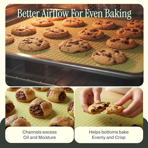 Premium Silicone Baking Mat, Double-Sided Textured Airflow, Extra Thick