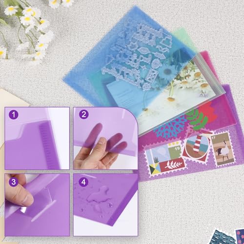 UNIMEIX 40 Pcs Magnetic Sheets for Die Storage Stamp and Die Storage Pockets Die Cut Storage for Card Making (20 Pcs Sheets+ 20 Pcs Bags,0.8 mm Thickness (PurpleBlueRedGreen) - color: PurpleBlueRedGreen