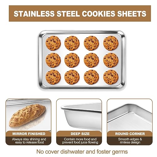 Baking Sheet Pan Set of 12, Stainless Steel Cookie Sheet for Baking
