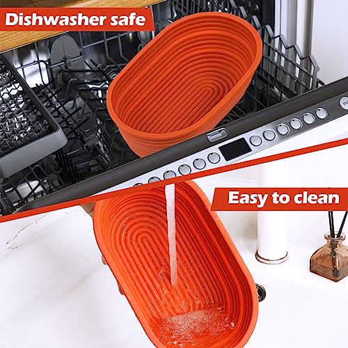 Webake Oval Bread Proofing Basket Silicone, 10 Inches Collapsible Sourdough Bread Baking Supplies Dough Proofing Bowl Containers Oven Safe Baking Gifts for Bakers - style: Oval