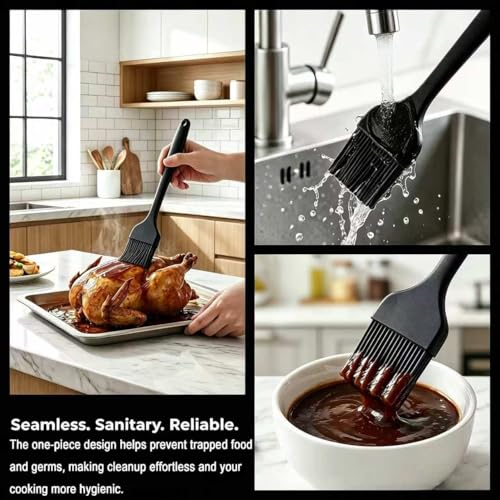 2 Pack Silicone Basting Brushes, Heat Safe for BBQ Baking Pastry - color: Black