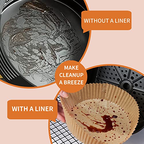 Air Fryer Liners Disposable Paper,100Pcs Parchment Paper Liners,Non Stick Airfryer Paper Liners,Food Grade Air Fryer Accessories WaterProof OilProof for Microwave Oven Steamer 9inch Square - size: 9" Round