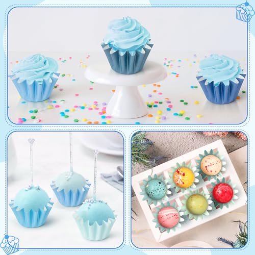 Blue Mini Size Cupcake Liners, Bulk Grease Resistant Baking Cups - color: Blue