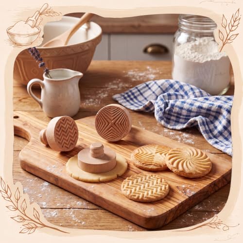 3 Set Texture Cookie Stamps, 2.5" Springerle Molds for Baking - style: Texture