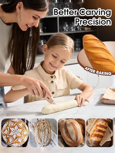 Bread Lame, Extractable & Magnetic Bread Lame Dough Scoring Tool - Professional Sourdough Scoring Tool - Sourdough Bread Baking & Bread Scoring Tool - Scoring Patterns Booklet & 5 Razor Blades - color: Brown