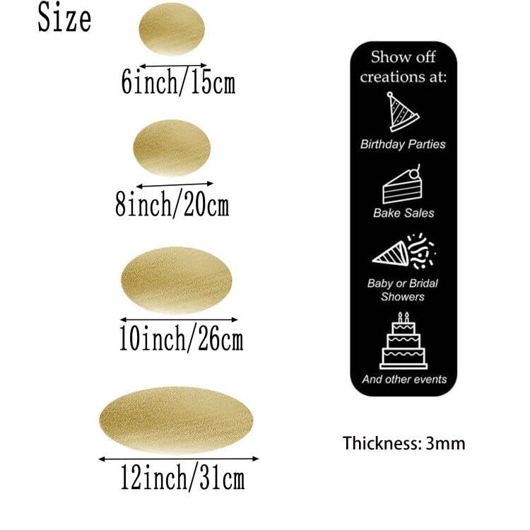 4 Pack Gold Cake Boards Round Cake Circles 6, 8, 10, 12 Inch - color: Gold
