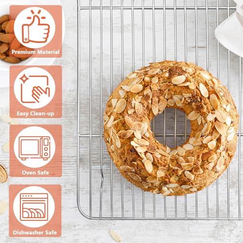 P&P CHEF 4 Pcs Baking Wire Rack for Cooling, 8.6 + 9.7+ 11.6 + 15.3 Inch - size: 8.6 + 9.7+ 11.6 + 15.3 Inch