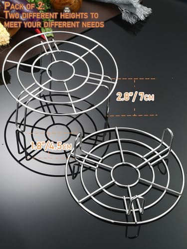 Dia 10.8" Round Cooking Rack Set of 2 Stainless Steel Steamer Rack with Legs Grilling Rack Canning Rack Cooling Rack for Baking Canning Cooking (Height 1.8"&2.8",11"/28cm) - size: 11"
