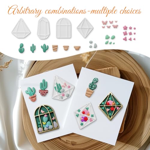 ORIGACH 14 Pcs Cactus & Terrarium Polymer Clay Cutters - style: Terrariums & Cactus