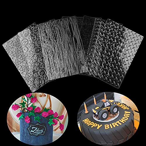 Ocmoiy Tire Molds for Chocolate & Fondant Cake Decoration, 6 Pack - style: Tire tread/wood grain/rubbing plate/gears
