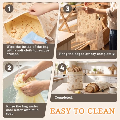 KEKUOU 2-Pack Reusable Beeswax Bread Bags for Homemade Sourdough - color: White