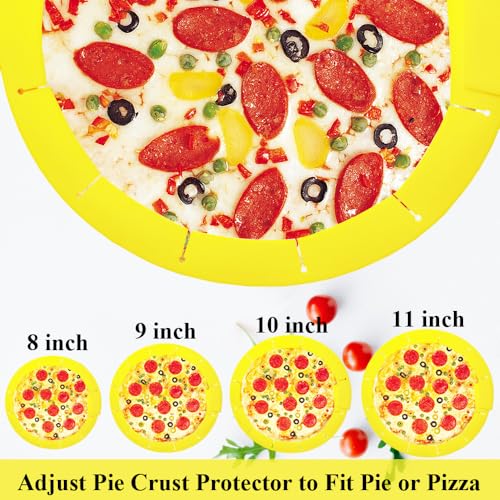 Adjustable Pie Crust Shields Baking Protectors, Silicone Cover Ring Fits 8-11.4 Inch Pies, Baking Pie Pizza Crust Shield Protector Cover for Edges (Yellow-1pcs) - color: Yellow-1pcs