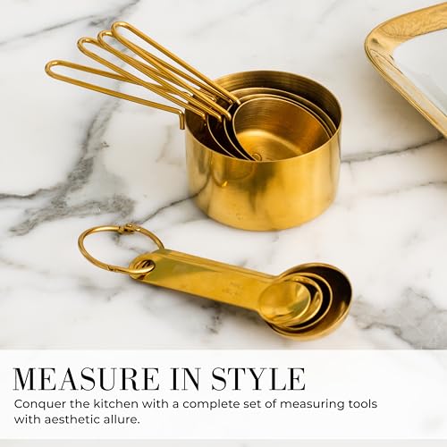 Styled Settings Gold Measuring Cups and Spoons Set, 8-Piece - color: Gold