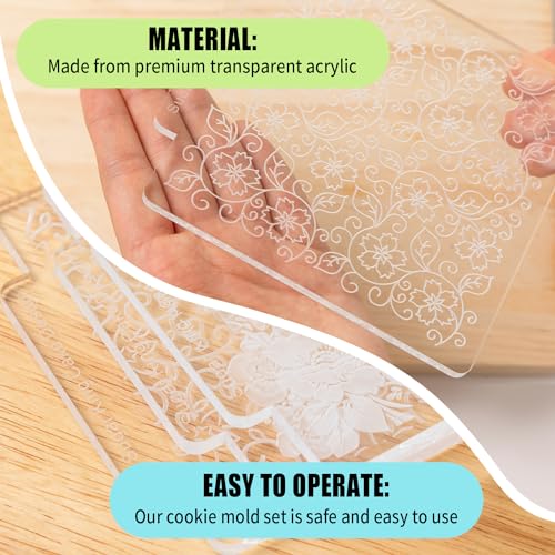 KALAIEN Cookie Stamps,Fondant Impression Mat Set of 3 Style 5 - color: Style 5
