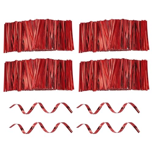 HARFINGTON 1600Pcs Bag Twist Ties 2.4" Reusable Metallic Wire Cable Ties - color: Red