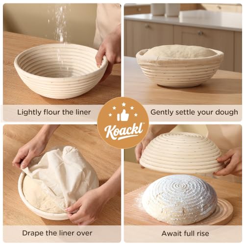 6Pack Bread Proofing Liners 9"/10" Cotton Banneton Sourdough Cover - size: 4 Pack 9" Round & 2 Pack 10"Oval